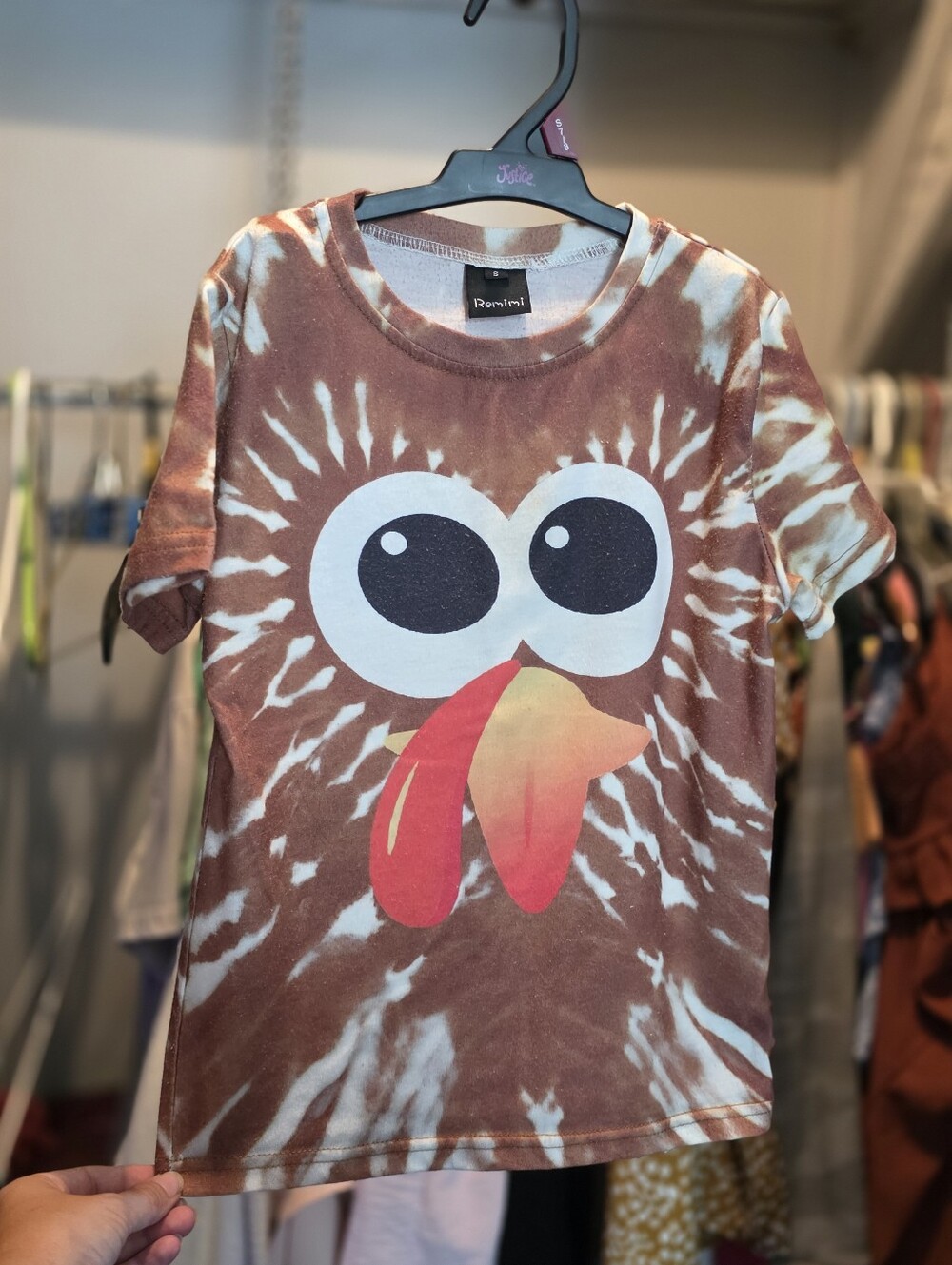 Turkey Thanksgiving Brown and White Tie Dye T-Shirt